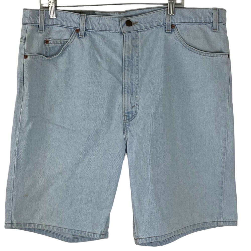 Vintage 90s Levi 505 Orange Tab Distressed Denim Jean Shorts Mens Size 42 Light